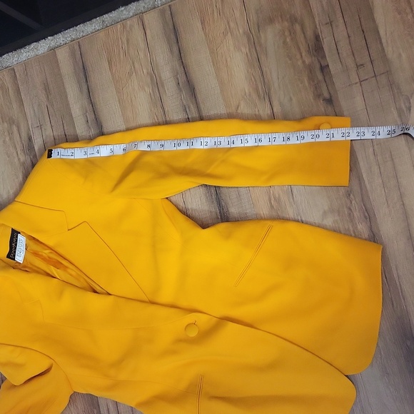 Vtg 80s 90s DONNA KARAN Orange Oversized Longline Wool Crepe 1 Button Blazer - Picture 16 of 16